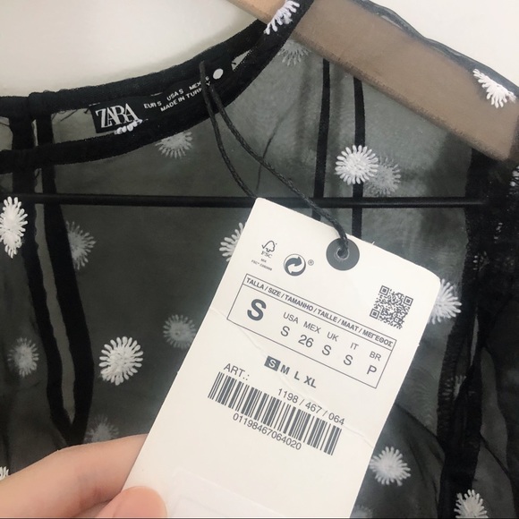 SOLD NWT Zara Embroidered Organza Sheer Blouse - Picture 4 of 8